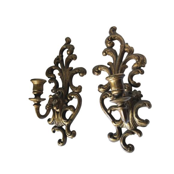 Vintage Pair of Plastic IMC Made in USA Candle Wall Sconces Candle Holders - Picture 1 of 4